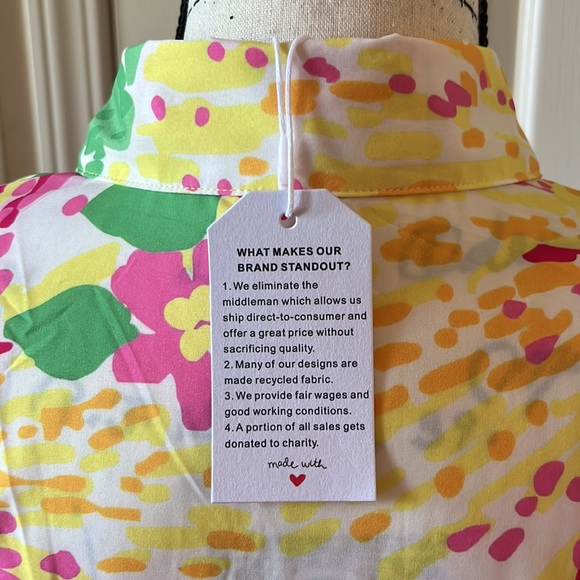 Women’s Brightly Colored Tunic/Coverup with Floral Print, size large NWT - Picture 4 of 4